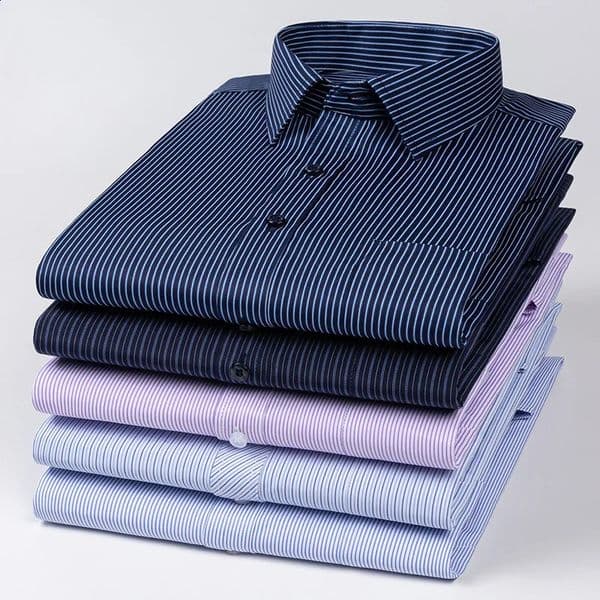 Mens Long Sleeve Shirt High-quality Fashion Casual Print Plaid Stripe Single Pocket Fit Business Formal Office Four Season Top 260321