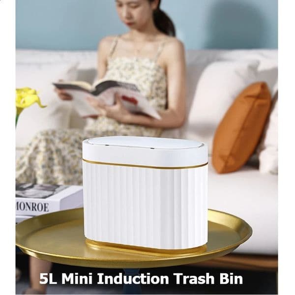 5L Mini Smart Sensor Trash Can Desk Small Lovely Mini Light Wind Mini Basket Bucket Small Trash Bin for Desk Desktop Bin 260318