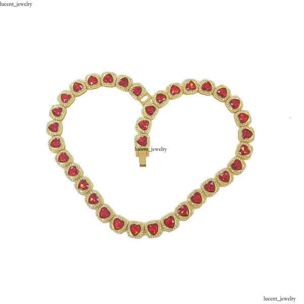 New Jewelry Heart Glass 12.5mm Cuban Necklace Rock Candy Chain Hip Hop Trendy Men's Accessories