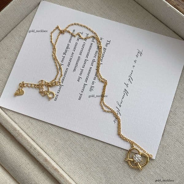 Jewelry fashion intertwined heart creative design S925 sterling silver heart-shaped necklace clavicle chain