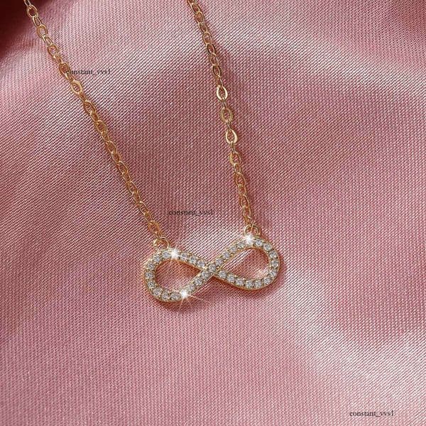 Infinity Love 8-Shaped Necklace Full Diamond Twisted Heart Elegant and Versatile for Women Popular on Live Streaming Platforms