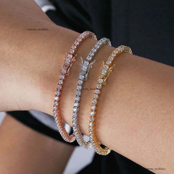 Jewelry Chain Hip Hop Trendy Brand Men's Micro-Inlaid Full Moissanite 3mm Tennis Bracelet