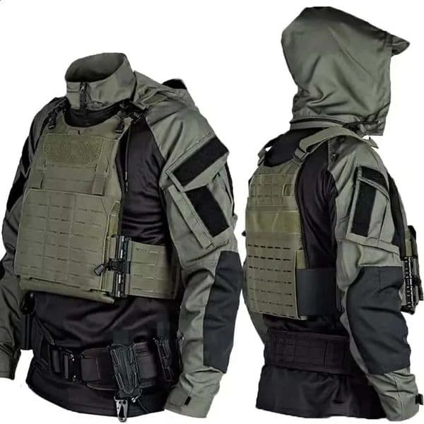 Tactical Tops Combat Shirts Men Long Sleeve Breathable Tshirt Camo Hooded Quickdry CS Paintball TShirt Tops Hunting Clothes 260313
