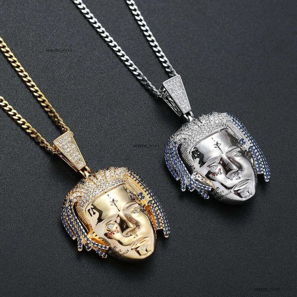 Jewelry singer xxxtentacion portrait pendant with micro-inlaid Moissanite 18K gold Hip Hop necklace