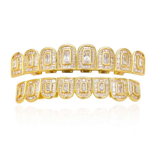 European American cross-border hip-hop braces with eight T-shaped zirconia stones, personalized quirky dental accessory for men and women