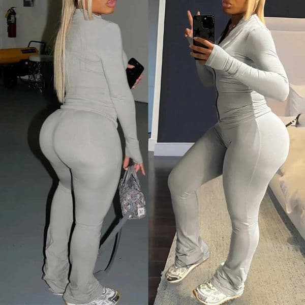 Two Piece Set Womens Zip Up Top High Waist Slim Fit Pants Suit Sport Wear Casual Fall Winter Jogging Outfits for Women Set 2024 X260321