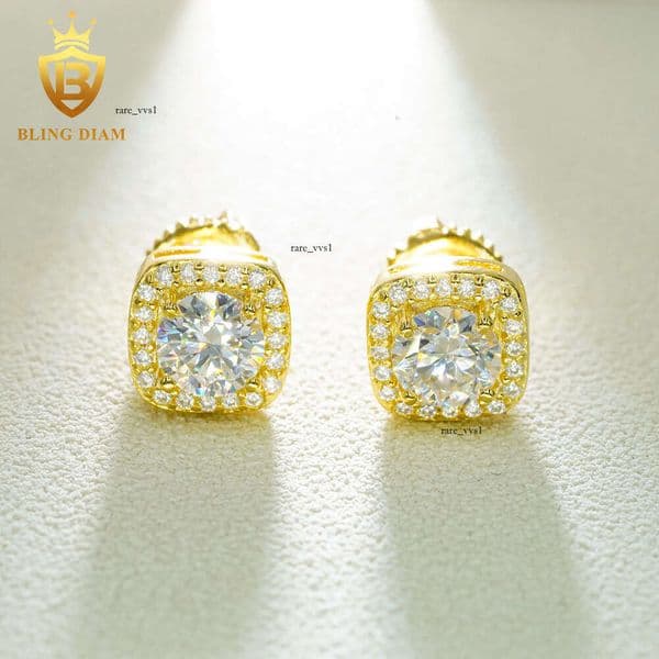 INS New HotSelling S925 Silver Inlaid 5.0 Moissanite Square Wholesale Supply Simple Stud Earrings