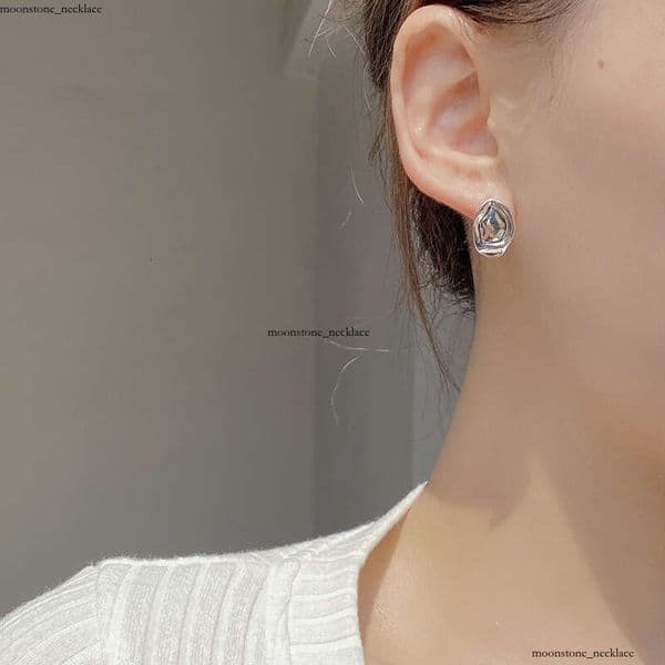Korean INS high-end S925 sterling silver with irregular geometric design vintage simple and elegant earrings