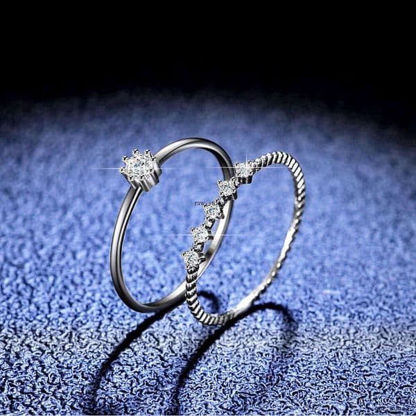 Moissanite 925 sterling silver tail ring small band ring for women popular on live broadcasts
