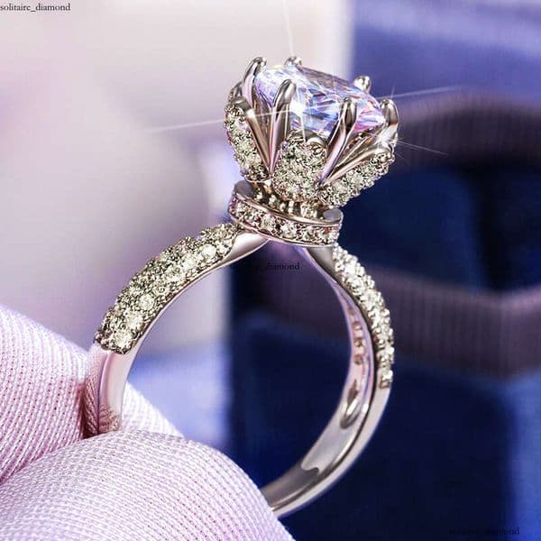 Jewelry New Style Women's Floral Imitation Diamond Ring Silver Inlaid Moissanite Wedding Exchange Ring Jewelry Best Seller