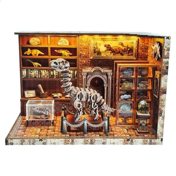 DIY Wooden Miniature Model Kit Dinosaur Research Institute Doll Houses 3D Puzzle Dollhouse With Furniture for Friends Gifts 260319