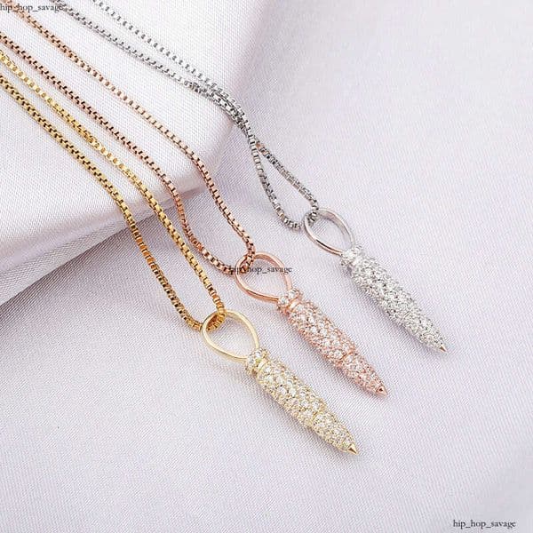 Jewelry Jewelry Micro Inlaid Moissanite Personality 925 Silver Pendant Hip Hop Women's Bullet Necklace