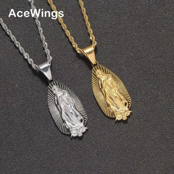 Hip Hop 925 Sterling Silver 18K Gold Virgin Mary Character Pendant Moissanite Jewelry Necklace for Men and Women