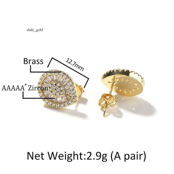 HIPHOP Hip Hop Rap Creative New Water Drop Trendy Brand Personality Square Round Mixed Moissanite Design Earrings