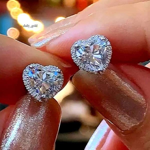 new full-diamond earrings light luxury compact heart-shaped studs niche style Japanese and Korean style student earrings