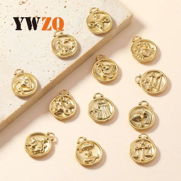 Single Best-selling Luxury Jewelry Twelve Constellation Cast Pendant DIY Accessories for Bracelets and Necklaces 18K 925 Sterling Silver 18K Gold Jewelry