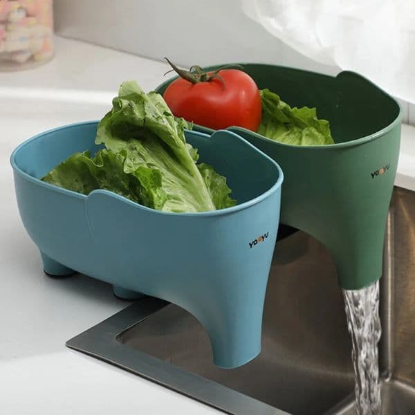 Sink Strainer Elephant Drain Basket Fruit Vegetable Washing Basket Hanging Drainer Rack Multipurpose Kitchen Storage Accessories 260320