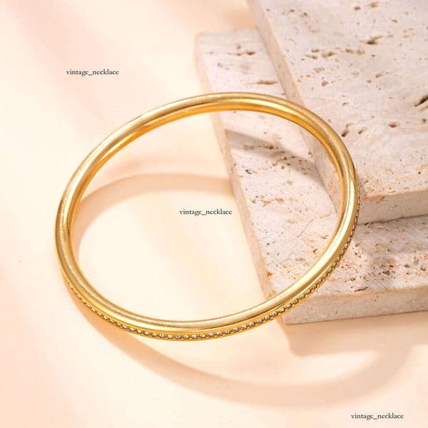 best-selling titanium jewelry Starry diamond-encrusted O-shaped bracelet fashionable and versatile vacuum electroplated 925 Sterling Silver 18K Gold bracelet