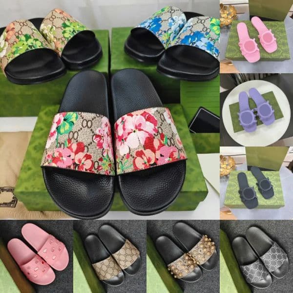 Designer slipper Mens Womens Slides Floral Flat Gear sole Luxury Slider Summer Beach shoes pantoufles claquettes Rubber Slippers Slide Sandal
