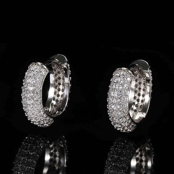 Hip Hop Personality Style Circle Bubble Moissanite Stud Jewelry Men's Earrings Light Luxury High-End Jewelry
