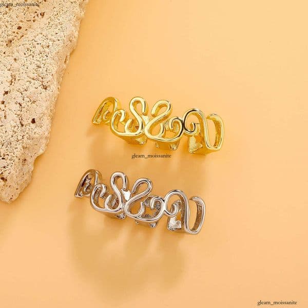Jewelry Hip Hop Irregular Letter Four-Tooth Gold Teeth Halloween Christmas Glossy Personalized Braces