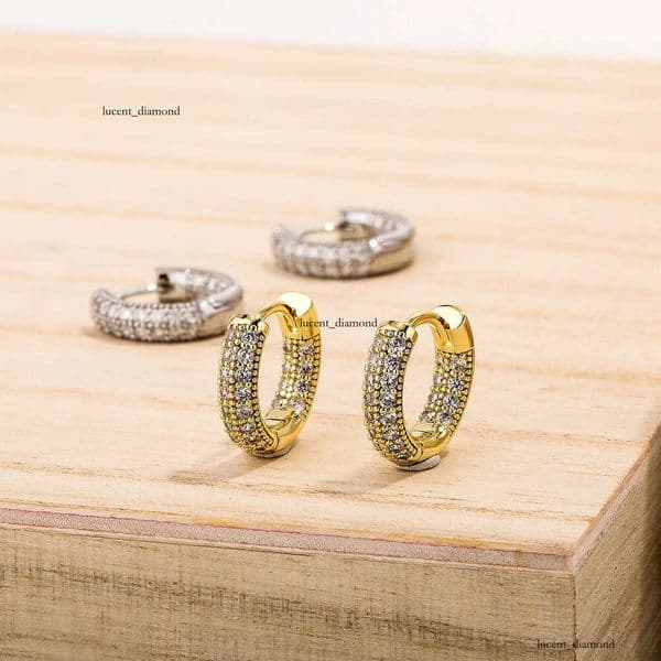 Jewelry double-row Moissanite hollow-out Luxury Jewelry light luxury fashion Hip Hop simple and unique earrings wholesale