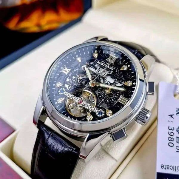 High-End Business Fully Automatic Mechanical Watch Men, Hollow Multi-Functional Fashionable Casual Stylish and Handsome Trendy Men's Watch, the Best Gift for