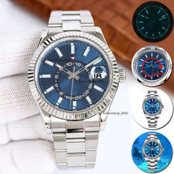 mens sky Dweller automatic 42mm Watches air double rotation function date 904L stainless steel DHgate watches jason 007