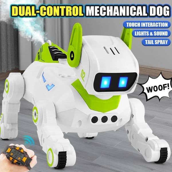 RC Robot Dog Electronic Stunt Pet with Light Sound Spray Interactive Touch Programmable Smart Mechanical Dog Kids Birthday Gift 260318