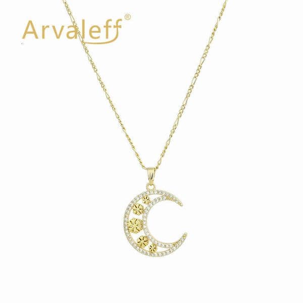 Silver Necklace Moon Series Micro-Inlaid Diamond Flower Clavicle Chain 18k Gold Moissanite with Diamonds Wholesale