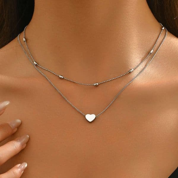Jewelry French-style layered heart pendant jewelry wholesale light luxury niche versatile titanium steel necklace for women