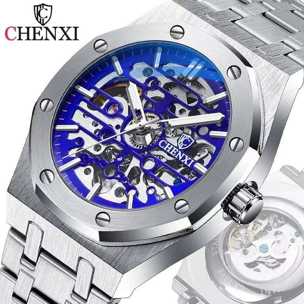 Chenxi Mens Automatic Top Brand Mechanical Tourbillon Sport Wrist Watch Stainless Steel Waterproof Businessmens Watches