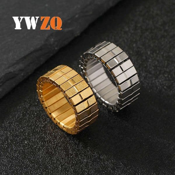 popular titanium ring punk strap same style adjustable elastic 925 Sterling Silver 18K Gold jewelry manufacturer