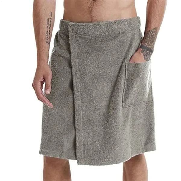 Men Soft Wele Bath Towel with Pocket Bathrobes Shower Wrap Sauna Gym Swimming Holiday Spa Bath Beach Towel Toalla De Playa 260311