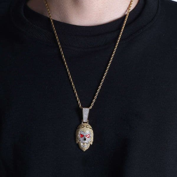 Dark Gothic Death Skull Journey to the West Chinese Style Character Avatar Pendant Full Moissanite Hip Hop Necklace Gold Australia