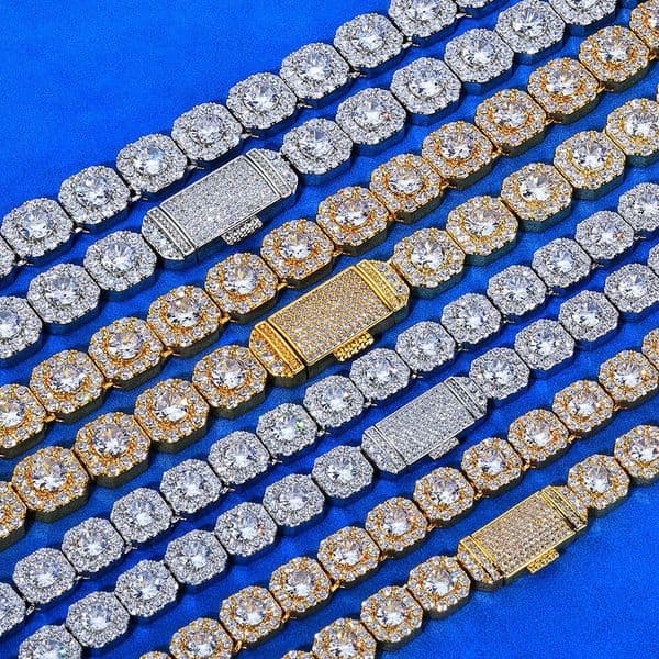 Jewelry Hip Hop Moissanite Sugar Necklace Trendy Brand Personality Full Diamond Men's Bracelet Jewelry Accessories