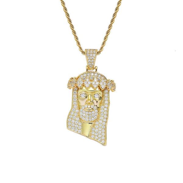 Human face pendant Luxury Jewelry Hip Hop style Silver inlaid with Moissanite unique and bold men's necklace portrait pendant chain