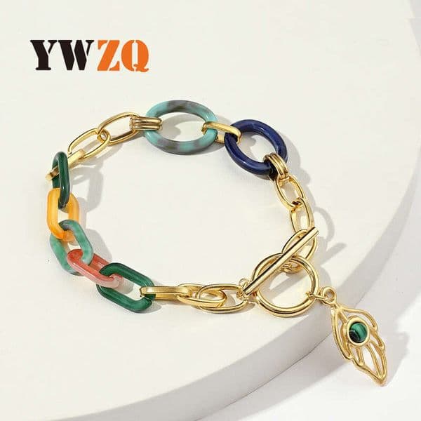 supply of exotic bohemian style bracelets for women niche fashion simple acrylic feather titanium steel hand accessories