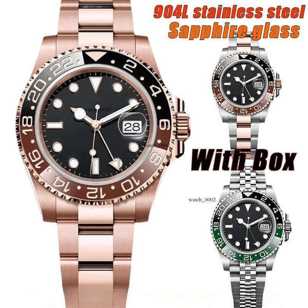 Luxury Mens Automatic Mechanical GMT Designer watch High Quality Watch 40MM Sapphire glass Luminous waterproof Stainless steel Business watches