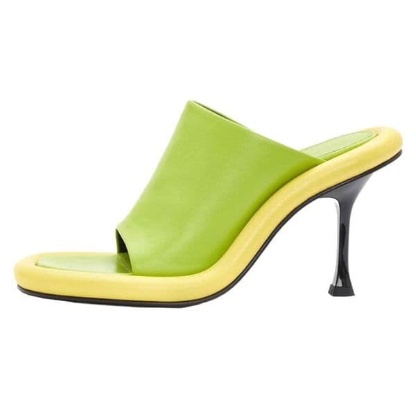 Designer Womens Dress Shoes Luxury Round Headed Slippers Open-Toe High Heels Color Blocked High Heels Soft Sole Slippers Big Size High Heels Runway Slippers