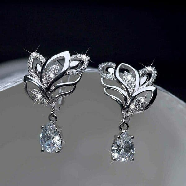 short are elegant stylish featuring floral and petal Luxury. Summer hollow leaf earrings