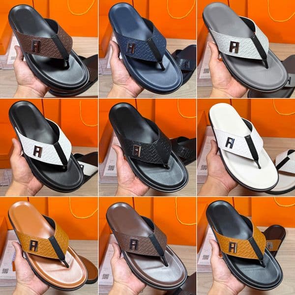 2026 Designer Flip-Flops Genuine Leather Flat Sandals Summer Beach Flip-Flops Fashionable Sandals