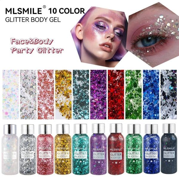 Eye Glitter Nail Hair Body Face Gel Art Waterproof High Gloss Glitter Body Multifunctional Makeup Decoration Party Festival 260321