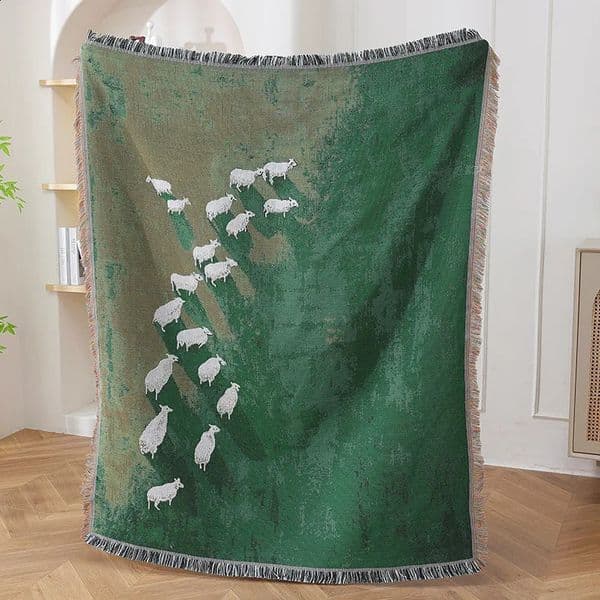 Textile City Ins Grassland Sheep Tassel Blanket Indoor Decorative Sofa Towel Outdoor Camping Blanket 130x160cm 260318BJ