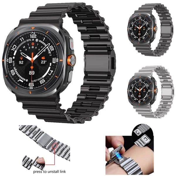 Stainless Steel Ocean Watch Strap for Samsung Galaxy Watch 8 40 44 8 Classic 46mm Magnetic Wristband for Galaxy Watch Ultra 47mm Detachable Bracelet