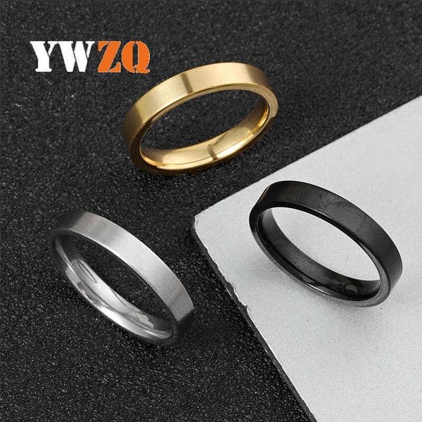 titanium non-fading niche design 4mm matte plain ring 925 Sterling Silver 18K Gold jewelry couple's ring for men and women