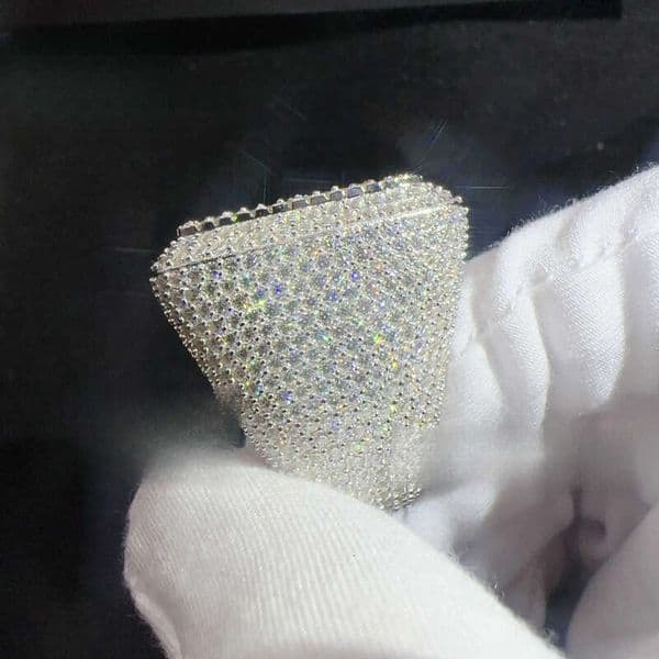 Baguette hip hop custom vvs moissanite mens iced out 925 sterling silver ring