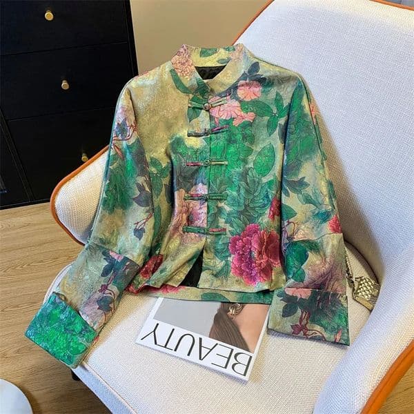 Womens Jacket Outerwears Chinese Light National Wind Jacquard Jacket Womens Spring Tang Suit Buckle High-end Retro Coat 260318