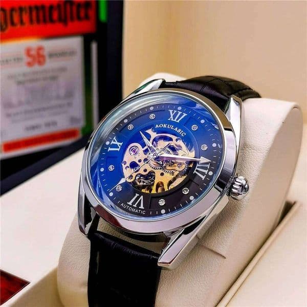 Luxurious Hollow-Out Men's Business Automatic Mechanical Party Fashion Daily Clothing Decoration, Stylish and Exquisite Watch, Birthday Gift, No Battery Needed,