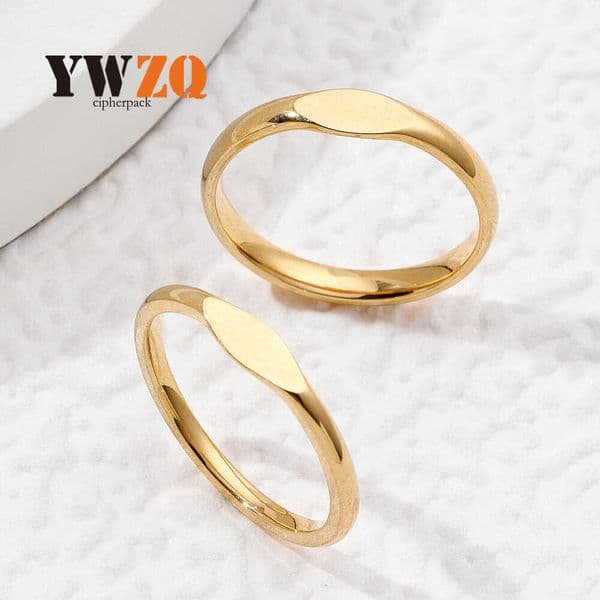 Sterling Silver 14K 18K Gold jewelry fashionable and light luxury 4mm smooth ring can be engraved couple's titanium steel ring for women direct from the factory